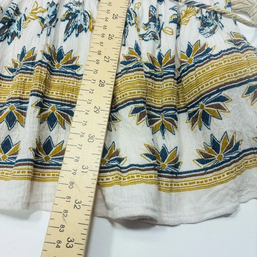 Free People Women Dress Size XS‎ Extra Small Ivory Tan Floral Long Sleeve Tassel